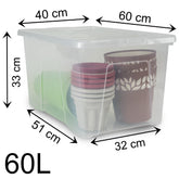 Aufbewahrungsbox mit Deckel 60 Liter - 60x40x33cm - transparent - stapelbar